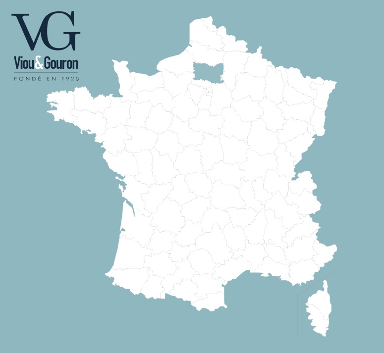 Carte de France mettant en évidence le département de l'Oise