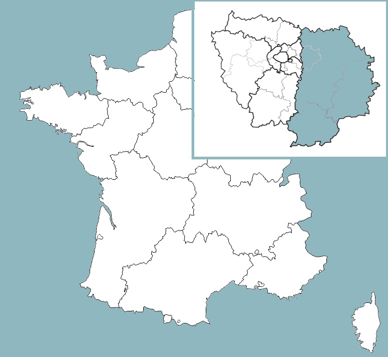 Carte des régions françaises avec mise en avant du département de Seine-Et-Marne