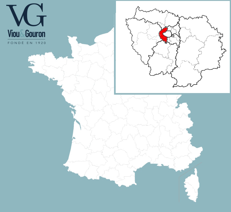 Carte de France avec mise en évidence du département des Hauts-de-Seine
