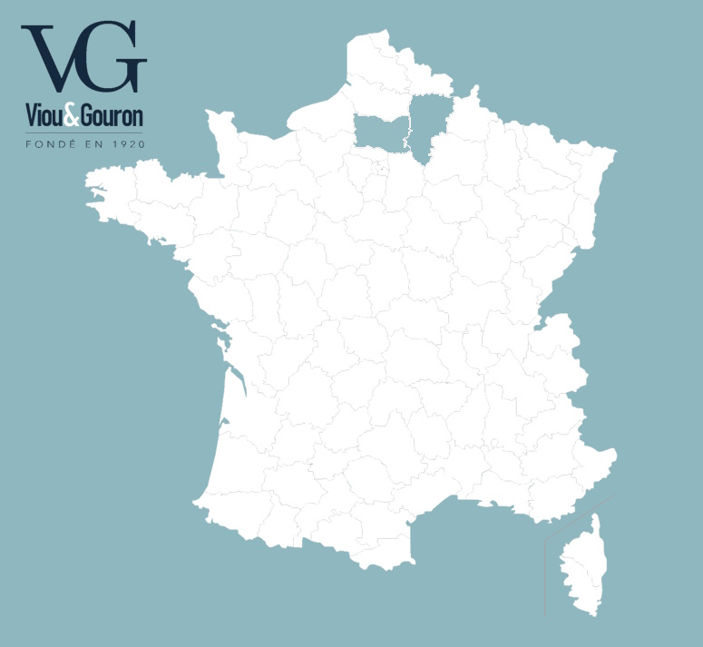 Carte de France mettant en avant les départements de l'Oise et de l'Aisne