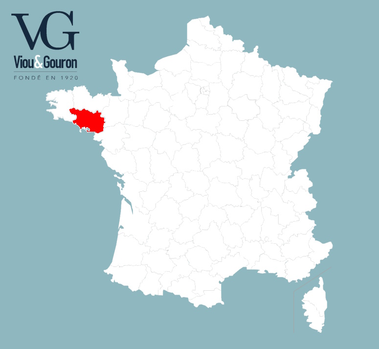 Carte de la France avec le département du Morbihan (56) en rouge