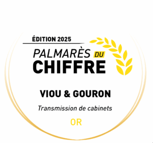 Logo Palmarès du Chiffre 2025 - Médaille d'or VIOU & GOURON transmission de cabinets