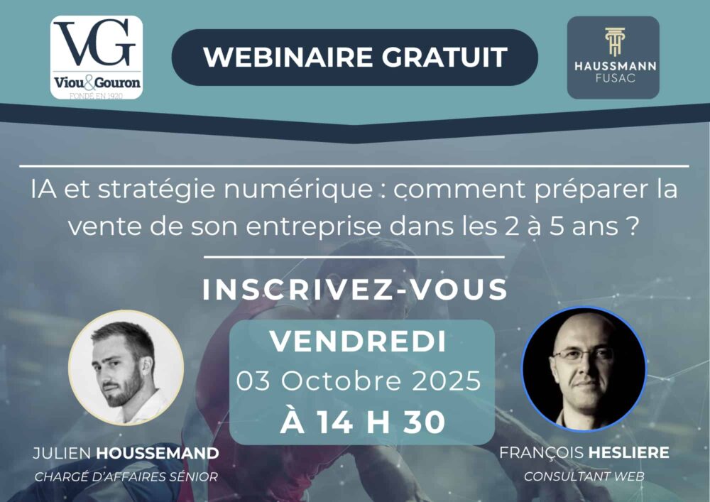 Webinaire gratuit sur la visibilité numérique pour la vente d'entreprise, vendredi 3 octobre 2025 à 14h30