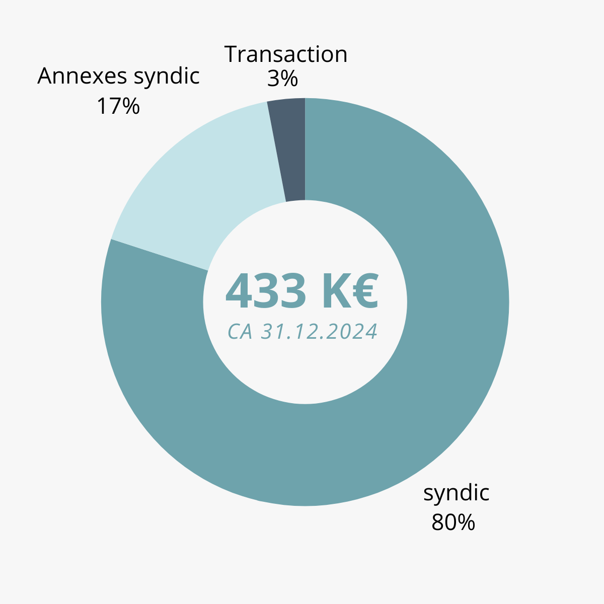 Répartition du chiffre d'affaires au 31 décembre 2024 – 433 K€