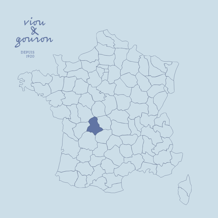 Carte de France avec le département de la Haute-Vienne mis en évidence.