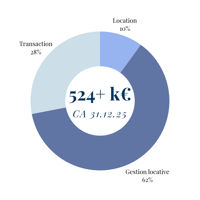 La répartition du chiffre d’affaires 2025 (Yvelines), pour un total de 524+ k€.
